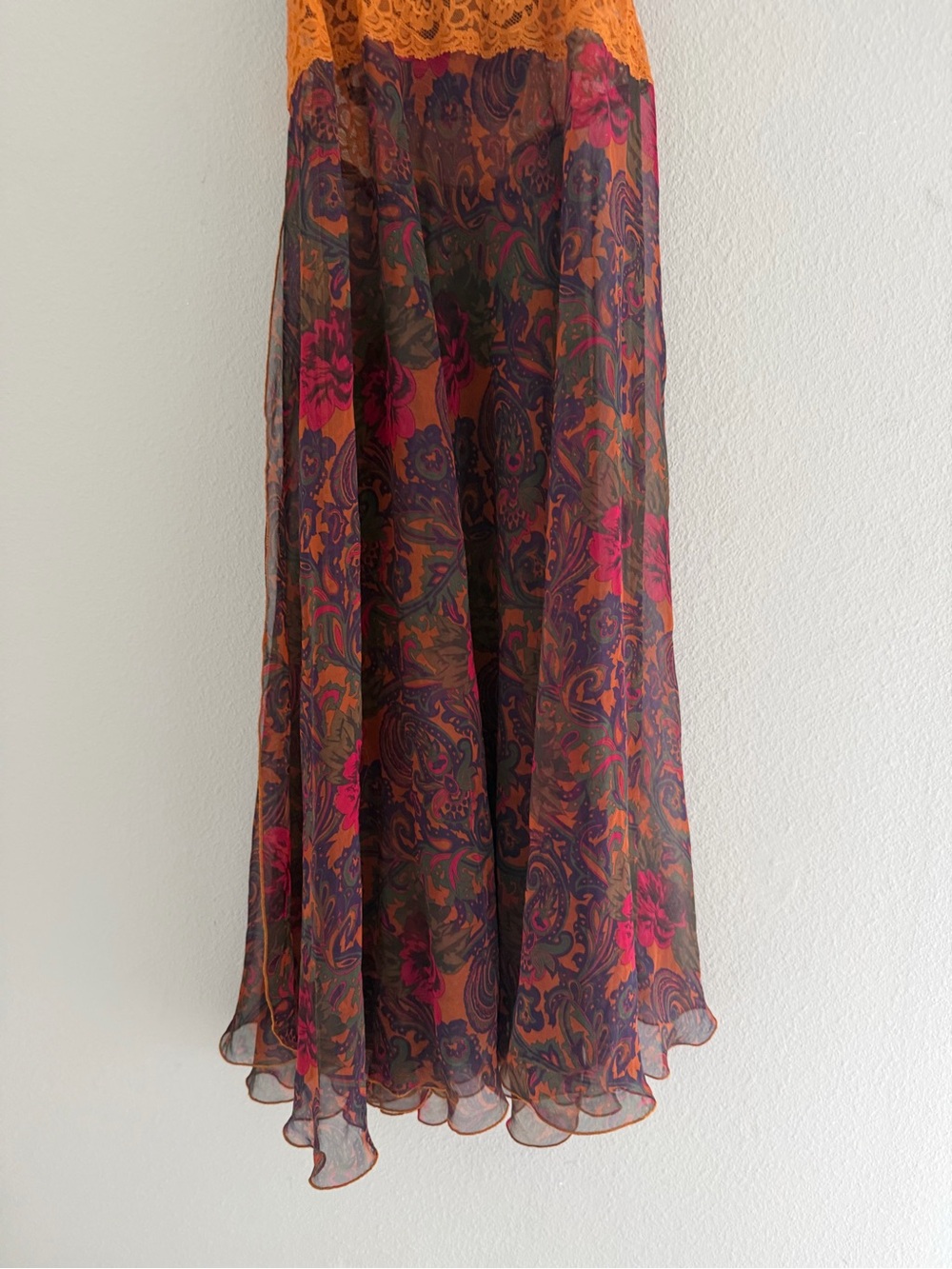 Vintage 90s Victoria’s Secret Gold Label Sheer Chiffon Paisley Floral Maxi slip - Picture 10 of 10